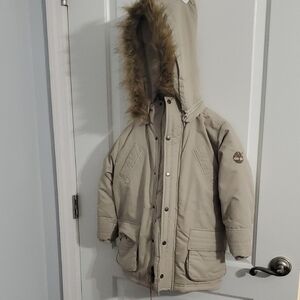 Timberland Tan Parka with Fur Hood